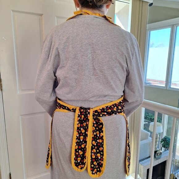 Fall Festival Bib Apron Candy Corn Homemade Adjustable Ties One size - Picture 4 of 4